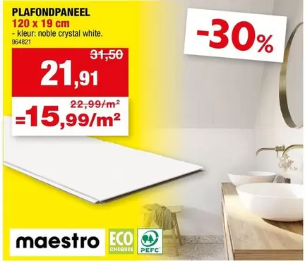 White - PLAFONDPANEEL 120 x 19 cm