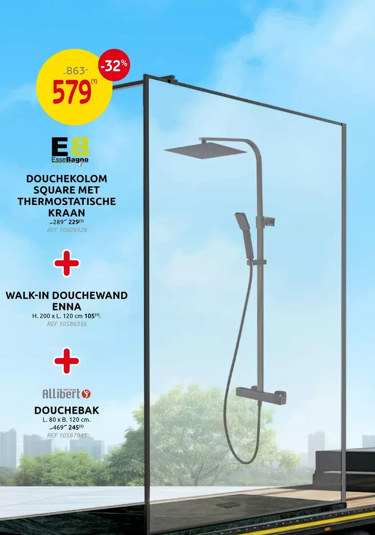 DOUCHEKOLOM SQUARE MET THERMOSTATISCHE KRAAN