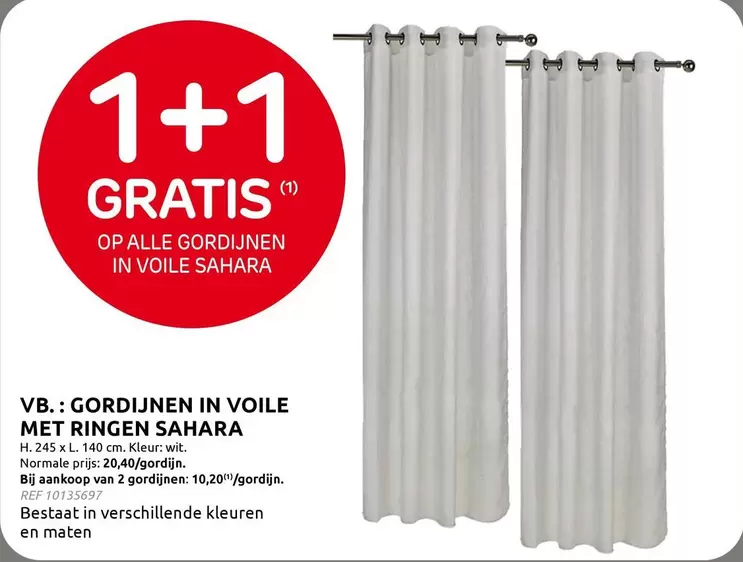 GORDIJNEN IN VOILE MET RINGEN