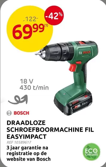 Bosch - DRAADLOZE SCHROEFBOORMACHINE FIL EASYIMPACT