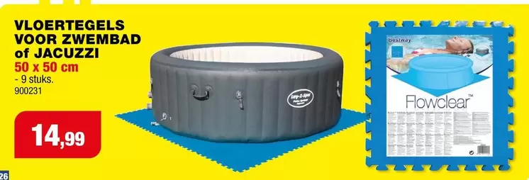 VLOERTEGELS VOOR ZWEMBAD of JACUZZI 50 x 50 cm - 9 stuks 900231