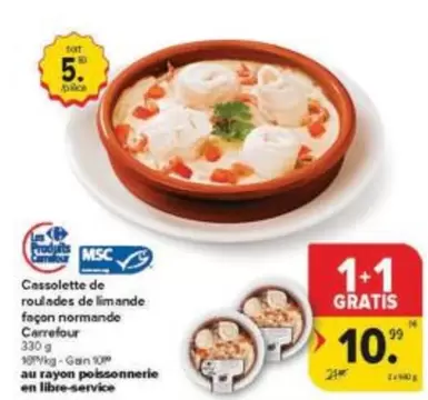 De - Cassolette de rouleaux de limande façon normande