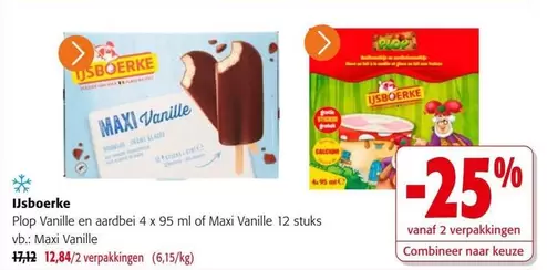 Plop Vanille en aardbei 4 x 95 ml of Maxi Vanille 12 stuks