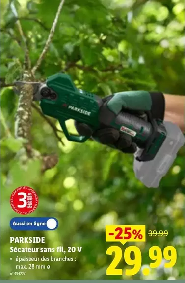 Sécateur sans fil, 20 V