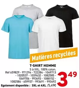 T-SHIRT HOMME S à XXL. 100% coton. Ref 659829 - 971294 - 722284 - 1049713 - 1020537 - 1039632 - 1082585 - 1049706 - 993493 - 1088152 - 1082586 - 659937 - 993491 - 993492