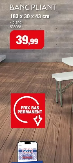 BANC PLIANT 183 x 30 x 43 cm