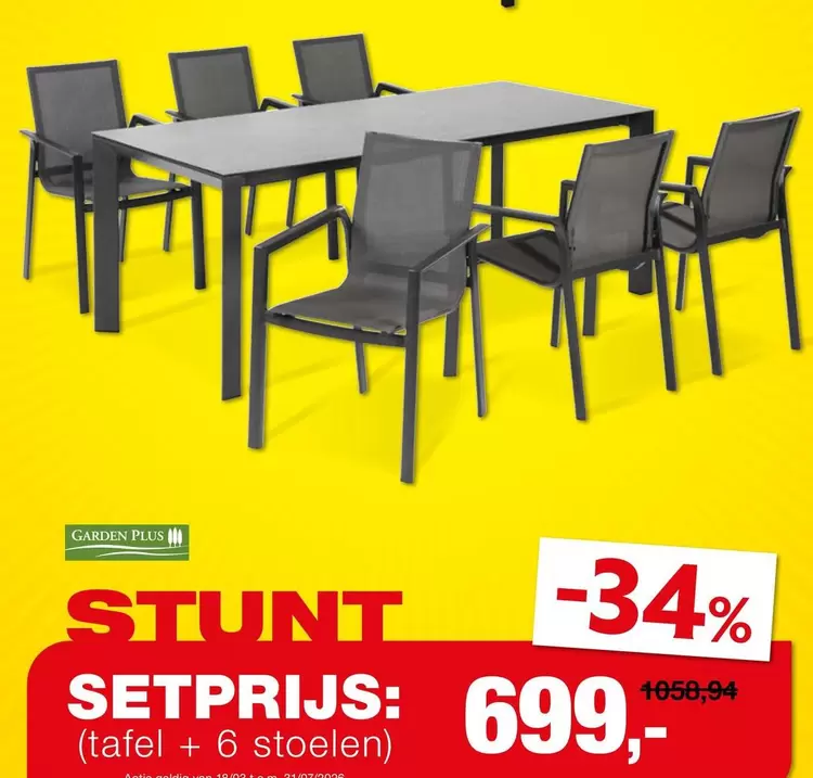 Tafel + 6 stoelen