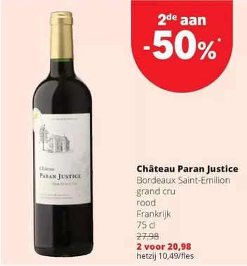 Bordeaux - Château Paran Justice  Saint-Emilion grand cru rood