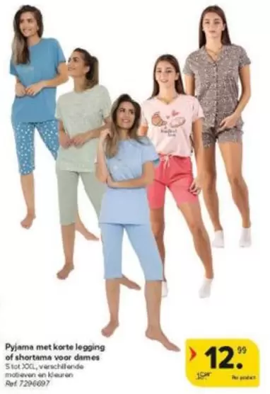 Pyjama met korte legging of shortama voor dames