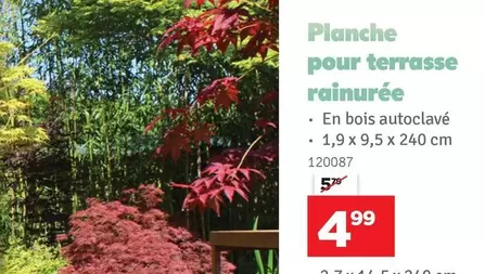 Planche pour terrasse rainurée 120087