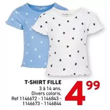 T-SHIRT FILLE 3 à 14 ans. Divers coloris. Ref 1146672 - 1146843 - 1146673 - 1146844