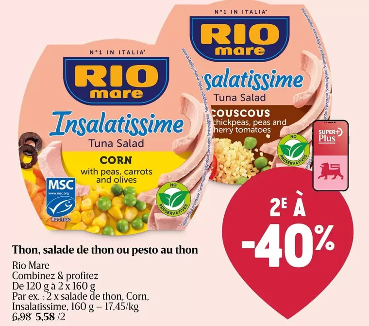 De - Thon, salade de thon ou pesto au thon