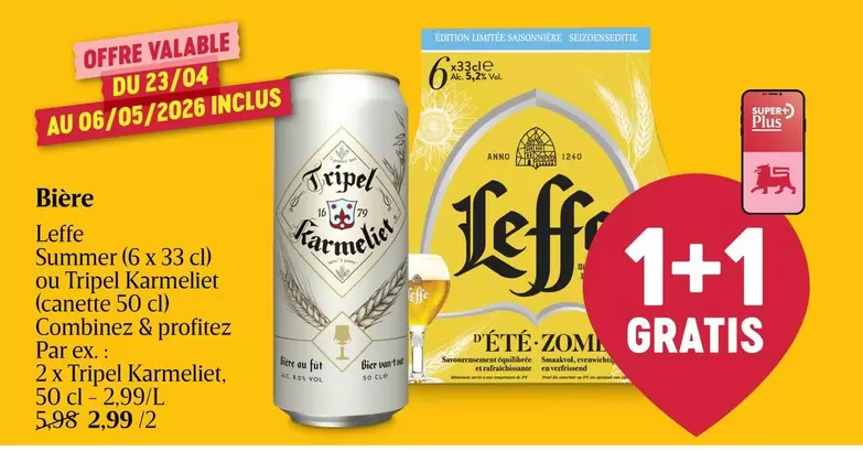 Bière Summer (6 x 33 cl) ou Tripel Karmeliet (canette 50 cl)