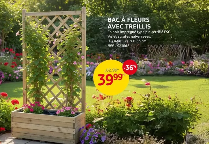 BAC À FLEURS AVEC TREILLIS