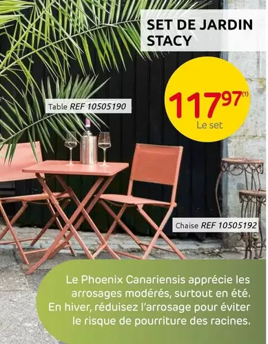 De - SET DE JARDIN STACY Table REF 10505190, Chaise REF 10505192