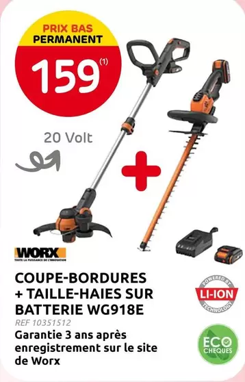 De - COUPE-BORDURES + TAILLE-HAIES SUR BATTERIE WG918E