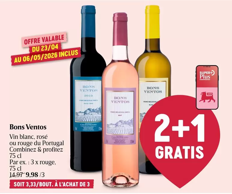 De - Bons Ventos Vin blanc, rosé, ou rouge du Portugal