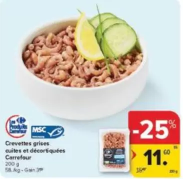 Crevettes grises cuites et décortiquées