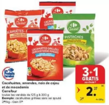 De - Cacahuètes, amandes, noix de cajou et de macadamia