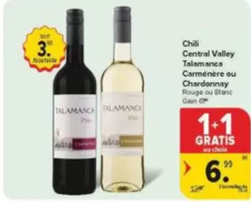 Chili - Central Valley Talamanca Carménère ou Chardonnay Rouge ou Blanc