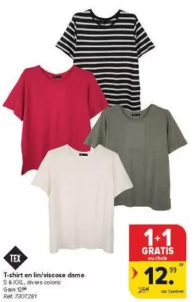 T-shirt en lin/viscose dame