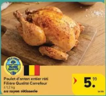 Poulet d'antan entier rôti