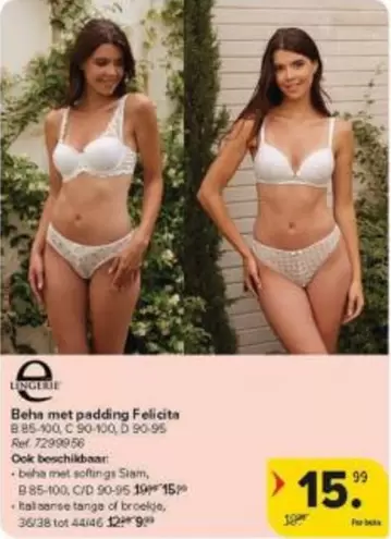 Beha met padding Felicita B 85-100, C 90-100, D 90-95