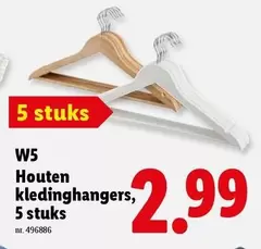 Houten kledinghangers, 5 stuks nr. 496886