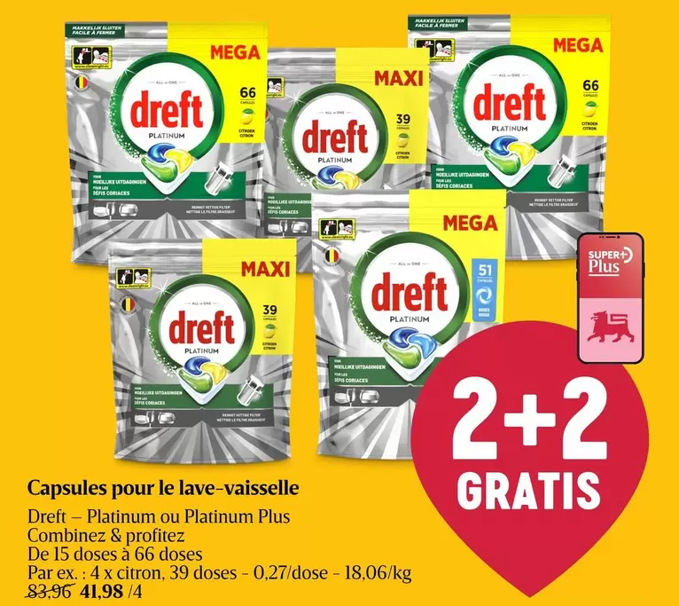 Mega - Capsules pour le lave-vaisselle Platinum ou Platinum Plus