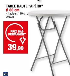 TABLE HAUTE "APÉRO" Ø 80 cm - hauteur: 110 cm. 902026