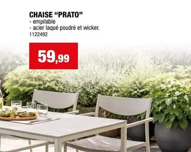 CHAISE "PRATO" - empilable - acier laqué poudré et wicker. 1122492
