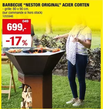 BARBECUE "NESTOR ORIGINAL" ACIER CORTEN - grille: 80 x 90 cm.