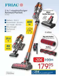 De - 2 in 1 steelstofzuiger Animal/Parket HC900
