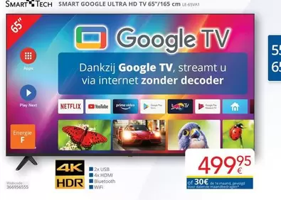 De - SMART GOOGLE ULTRA HD TV 65"/165 cm