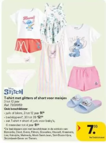 Stitch - T-shirt met glitters of short voor meisjes