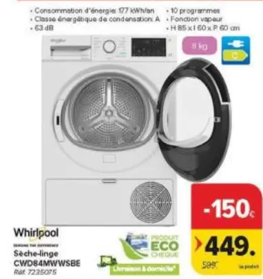 Whirlpool - Sèche-linge CWD84MWWSBE
