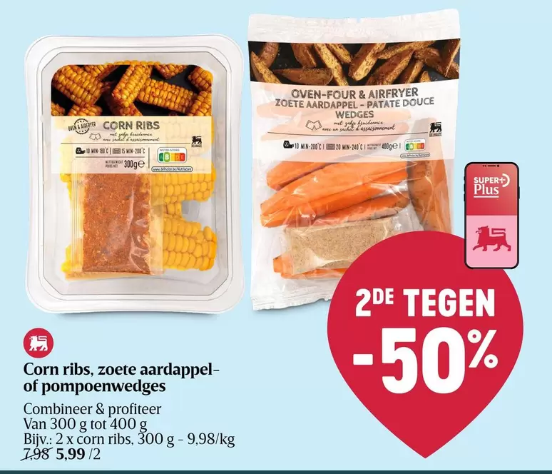 Corn ribs, zoete aardappel- of pompoenwedges
