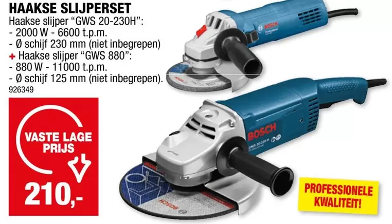 Bosch - Haakse slijperset GWS 20-230H & GWS 880