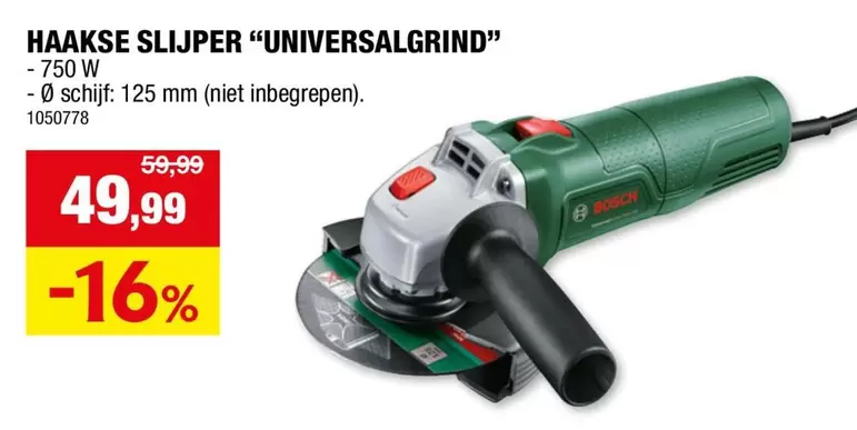 Bosch - HAAKSE SLIJPER "UNIVERSALGRIND" - 750 W - Ø schijf: 125 mm (niet inbegrepen). 1050778