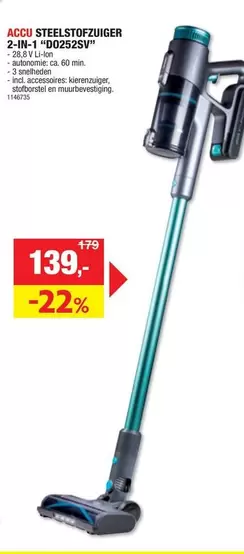 ACCU STEELSTOFZUIGER 2-IN-1 "DQ252SV"