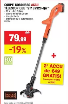 De - Coupe-bordures Accu Télescopique "ST182320-QW"