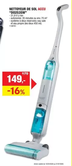 De - NETTOYEUR DE SOL ACCU "D0253SW"