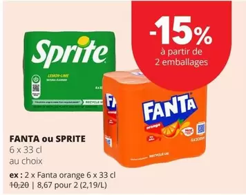 Fa - FANTA ou SPRITE 6 x 33 cl