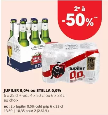 Jupiler -  0,0% ou Stella 0,0%