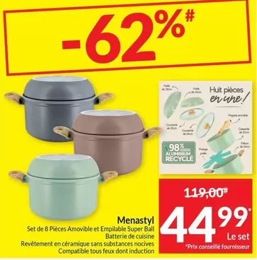 De - Set de 8 Pièces Amovible et Empilable Super Ball Batterie de cuisine
