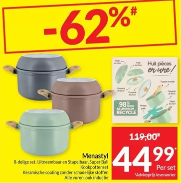 De - 8-delige set, Ulitnecoat en Stapelbaar, Super Ball Kookpotten set