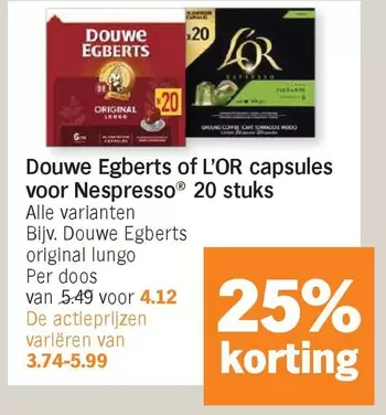 De - Douwe Egberts or L'OR capsules voor Nespresso