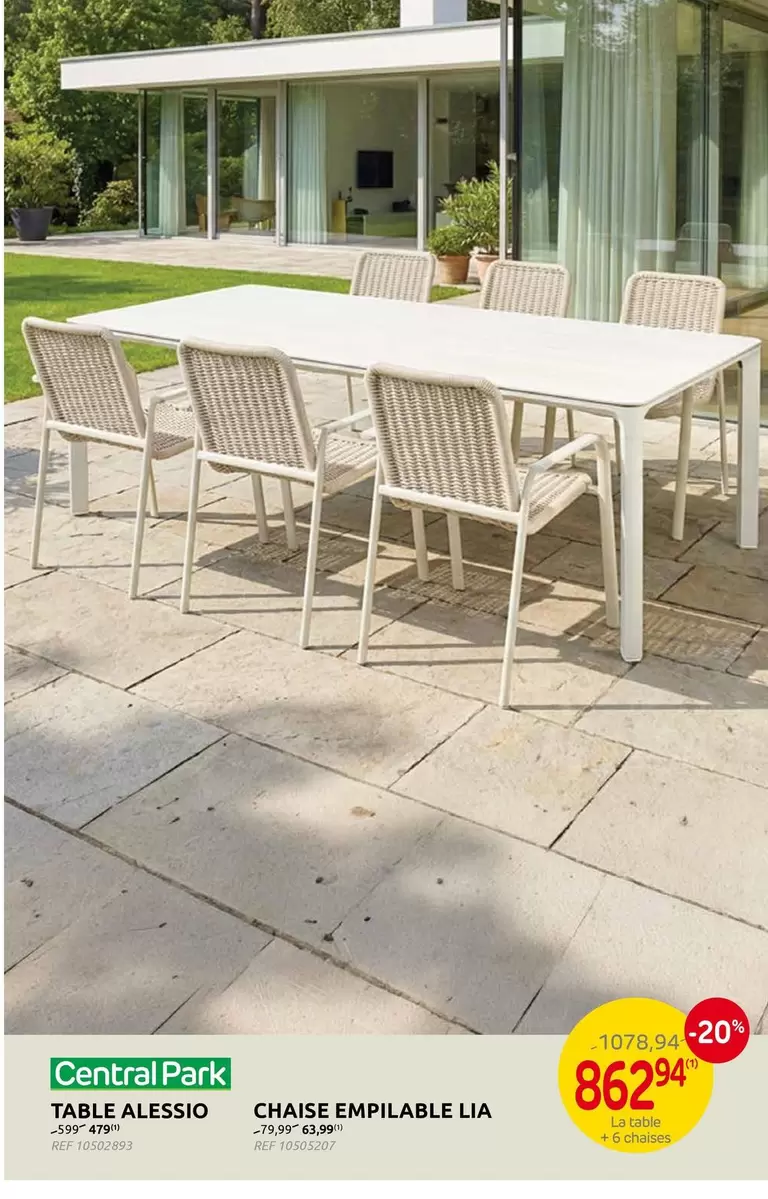 Park - TABLE ALESSIO CHAISE EMPILABLE LIA