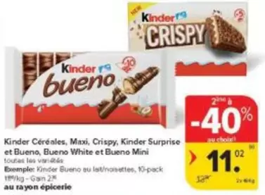 White - Céréales, Maxi, Crispy, Surprise et Bueno, Bueno et Bueno Mini