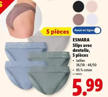 Slips avec dentelle, 5 pièces
